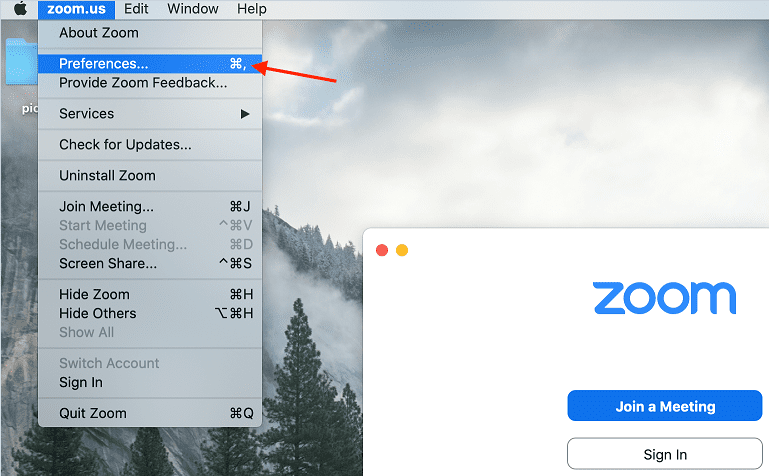 Zoomeinstellungen für Mac