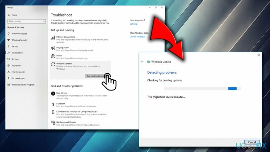 გაუშვით Windows Update troubleshooter