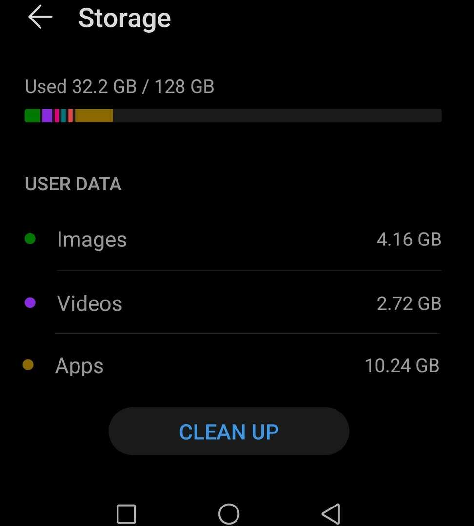 android storage oprydningsknap