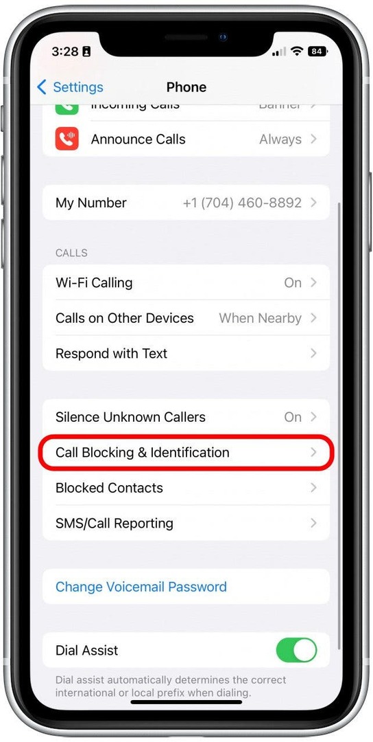 حدد Call Blocking & Identification.