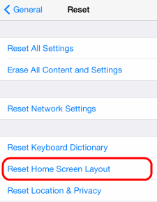 iOS Ponastavi postavitev domačega zaslona