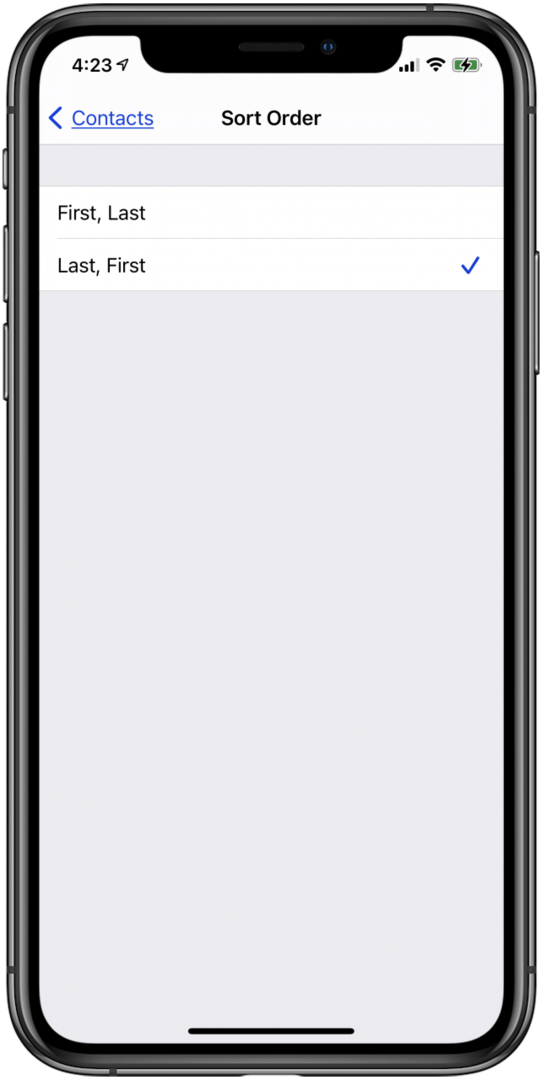 redoslijed sortiranja kontakata na iPhoneu
