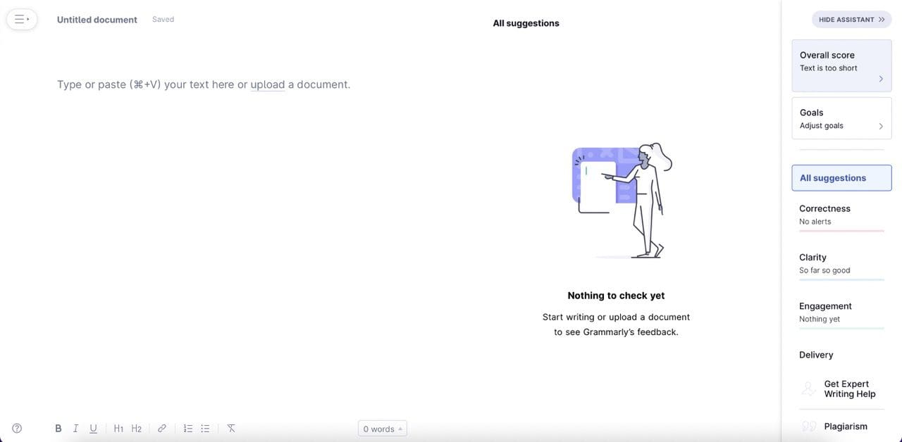 Snímka obrazovky rozhrania aplikácie na Grammarly