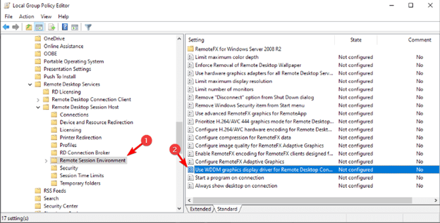 Gunakan driver tampilan grafis WDDM untuk Remote Desktop Connections