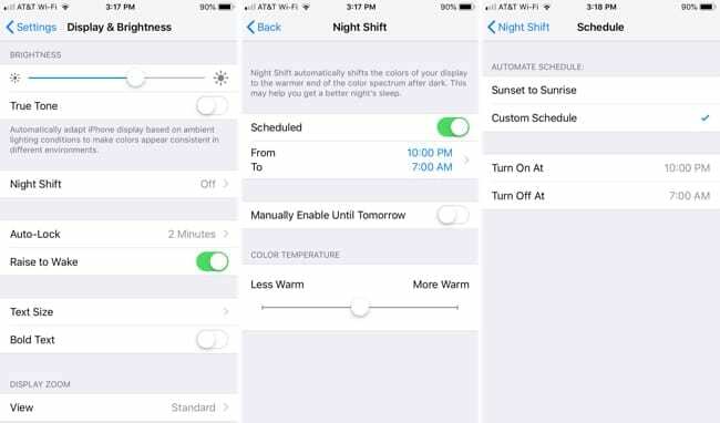 Programați modul schimb de noapte pe iPhone
