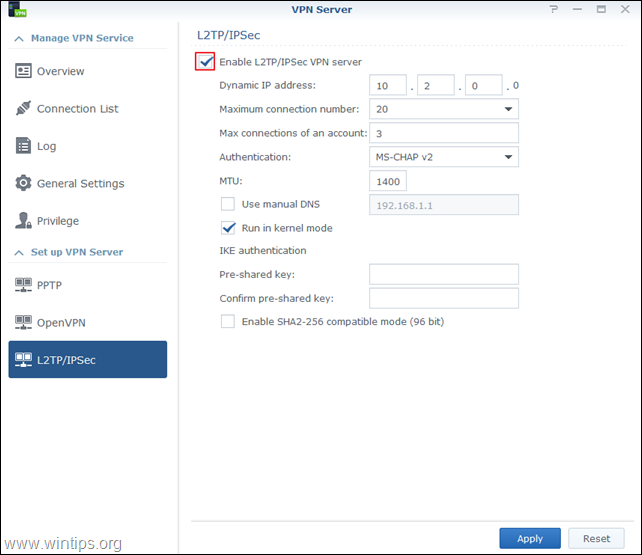 วิธีตั้งค่าเซิร์ฟเวอร์ Synology VPN