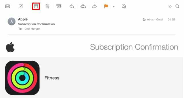 Gumb Arhiviraj u aplikaciji Mail na Macu