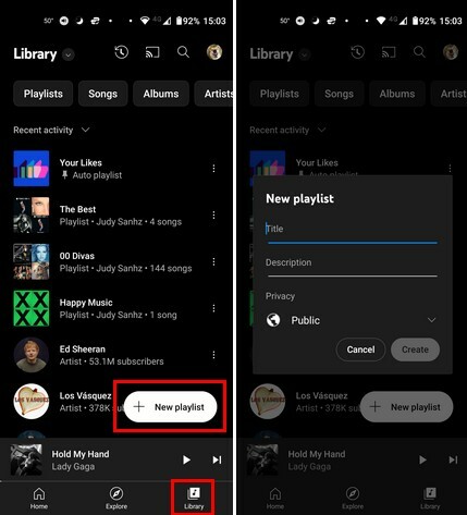 Loo esitusloend YouTube Music Android