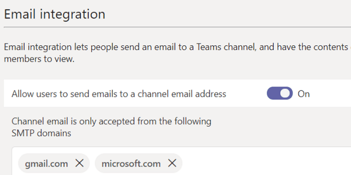 e-mail integráció Microsoft csapatok