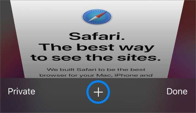 Кнопка Safari New Tab Plus для просмотра недавно закрытых вкладок