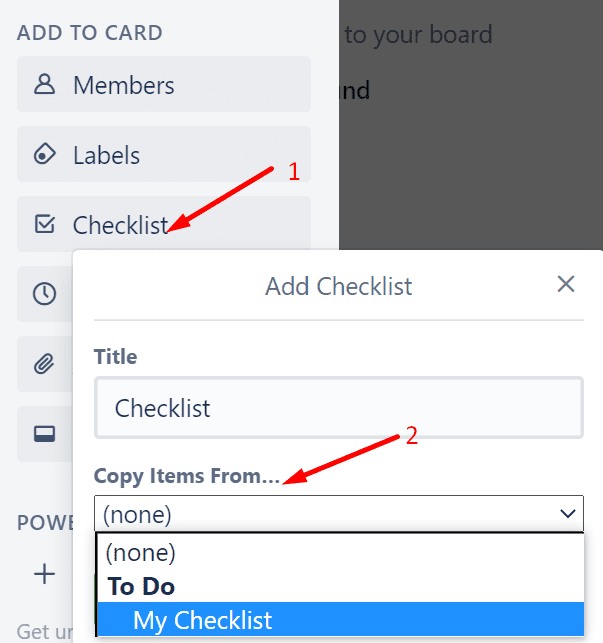 kopieer checklist items trello