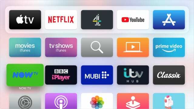 Aplicativos da Apple TV com vários serviços de streaming