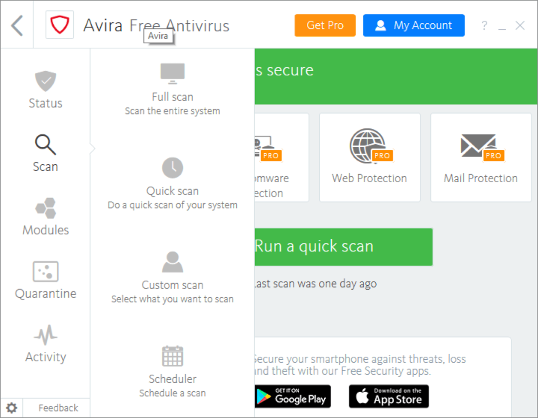 Avira freie Antivirussoftware