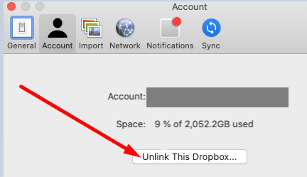 Ta bort länken till denna dropbox