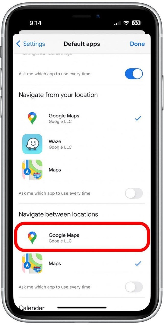 iPhone에서 Google 지도를 기본값으로 설정하는 방법 Google 지도 선택