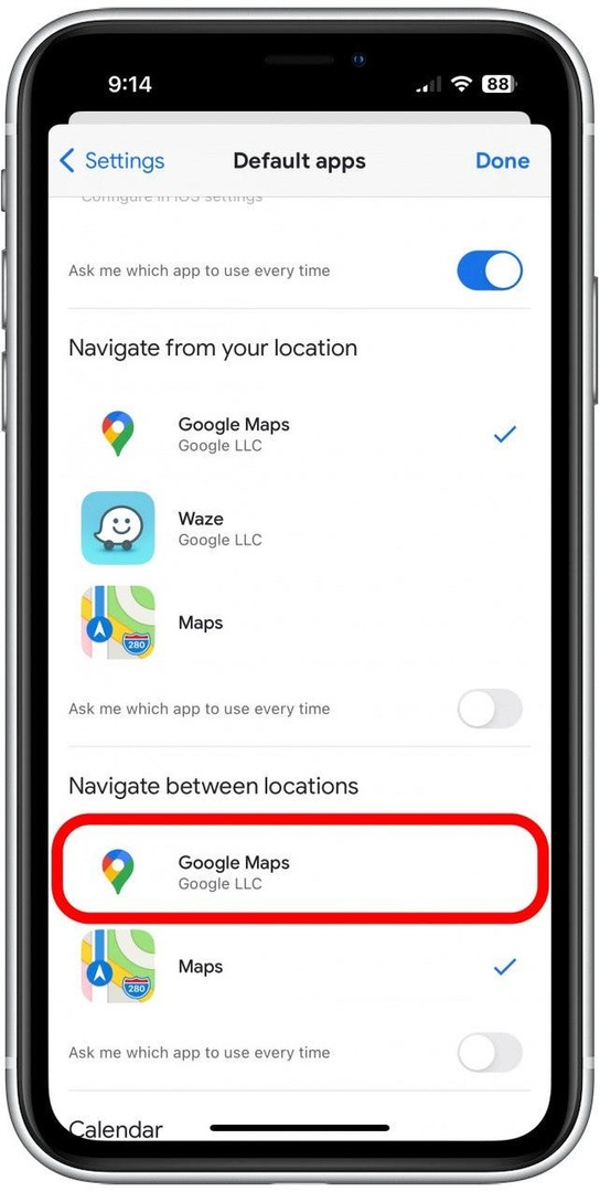 изберете Google Maps как да зададете Google Maps по подразбиране на iphone