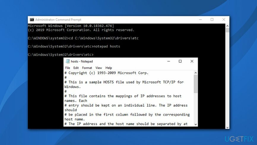 Accedi al file hosts tramite il prompt dei comandi