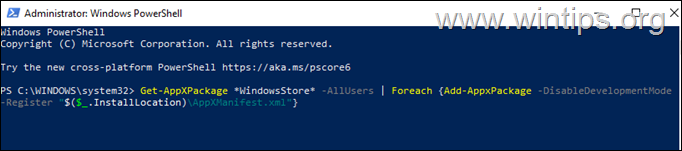 Microsoft Store'u yeniden yükleyin - PowerShell