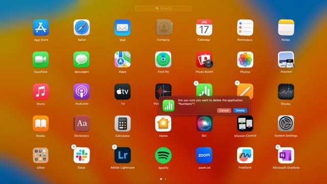 Eliminar captura de pantalla del Launchpad de la aplicación