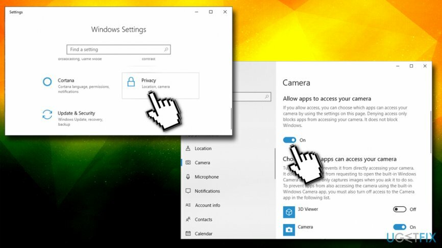 Consenti alle app di accedere alla fotocamera