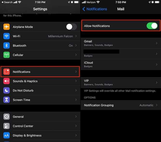 Izinkan Notifikasi Email di iPhone