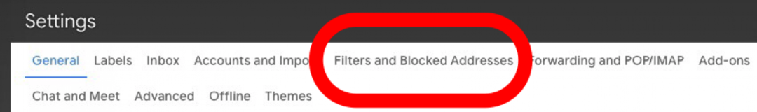 tapnite filtre in blokirane naslove