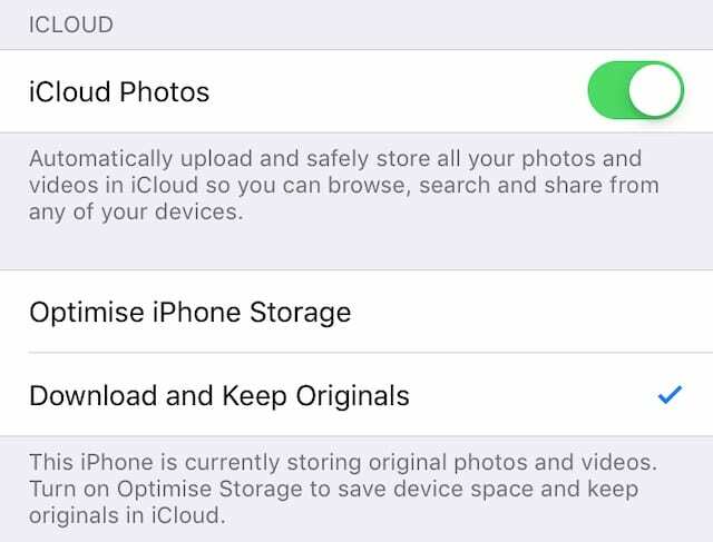 Atsisiųskite ir išsaugokite originalus „iCloud Photos“.