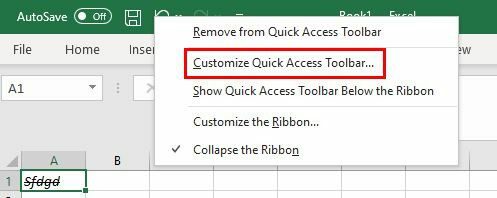 เครื่องมือการเข้าถึงด่วนของ Excel