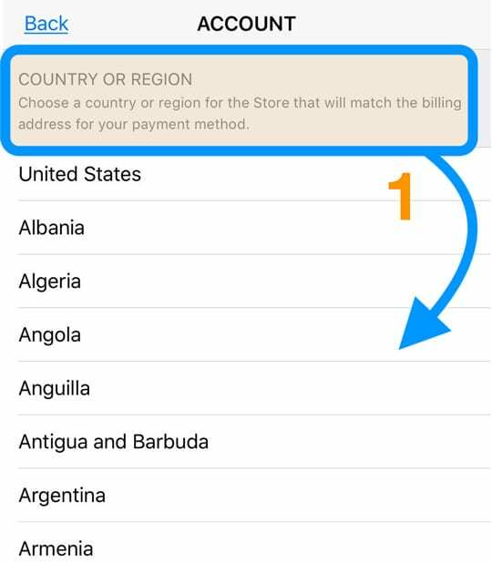 nuova regione o paese per l'ID Apple