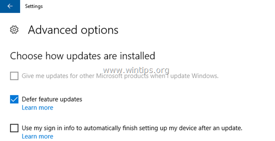 odložite posodobitve Windows 10