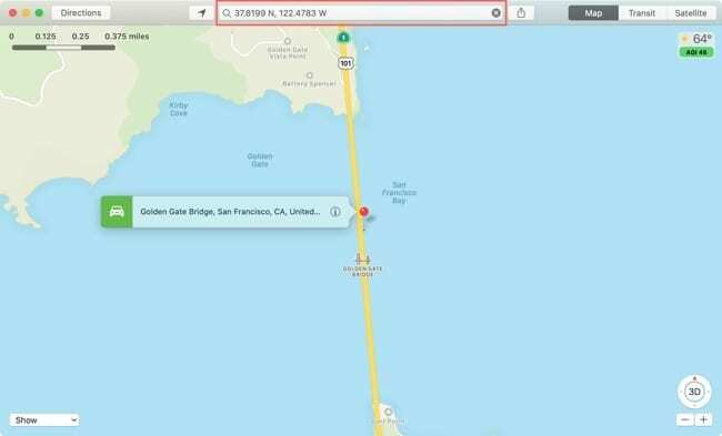 Maps Search GPS koordinātes-Mac