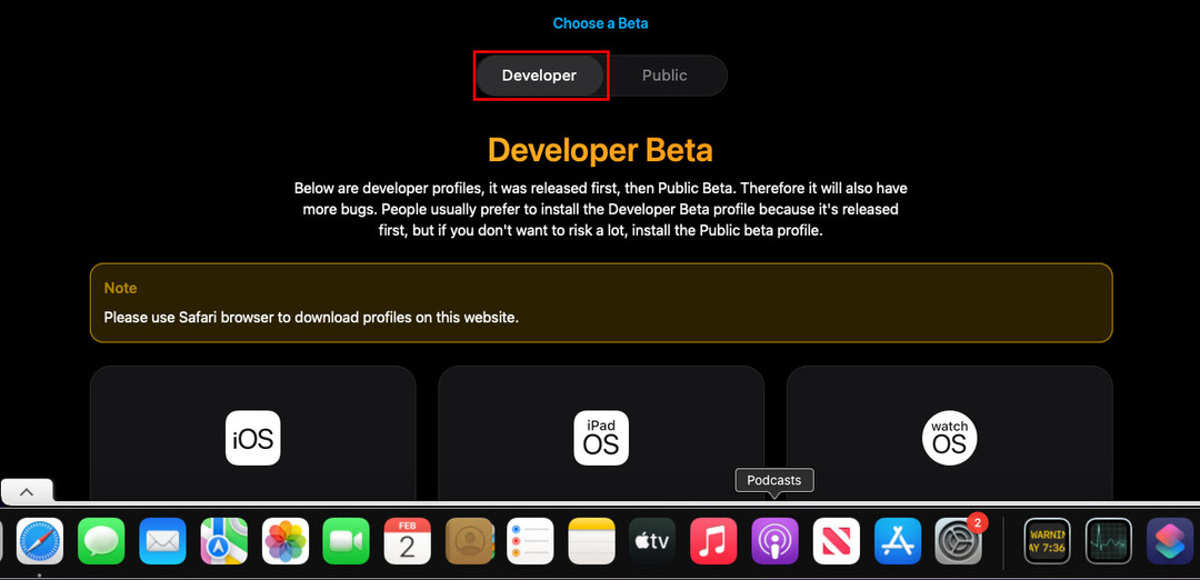 Používateľské rozhranie webových stránok s profilmi beta