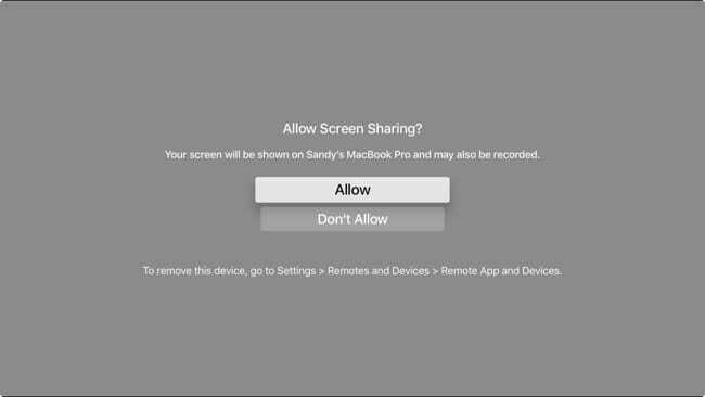 Luba Apple TV ekraani jagamine