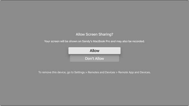 Dopusti dijeljenje zaslona Apple TV-a