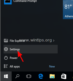 Windows 10 nustatymai