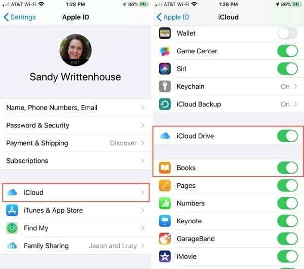 Activer iCloud Drive et Books dans iCloud