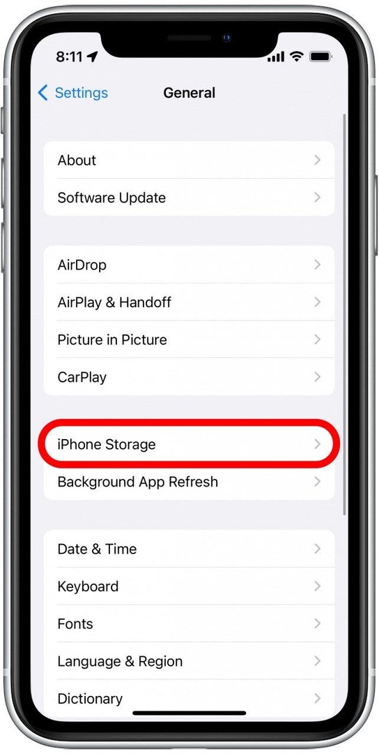 შეეხეთ iPhone Storage. ამას შეიძლება რამდენიმე წამი ან წუთი დასჭირდეს ჩატვირთვას.