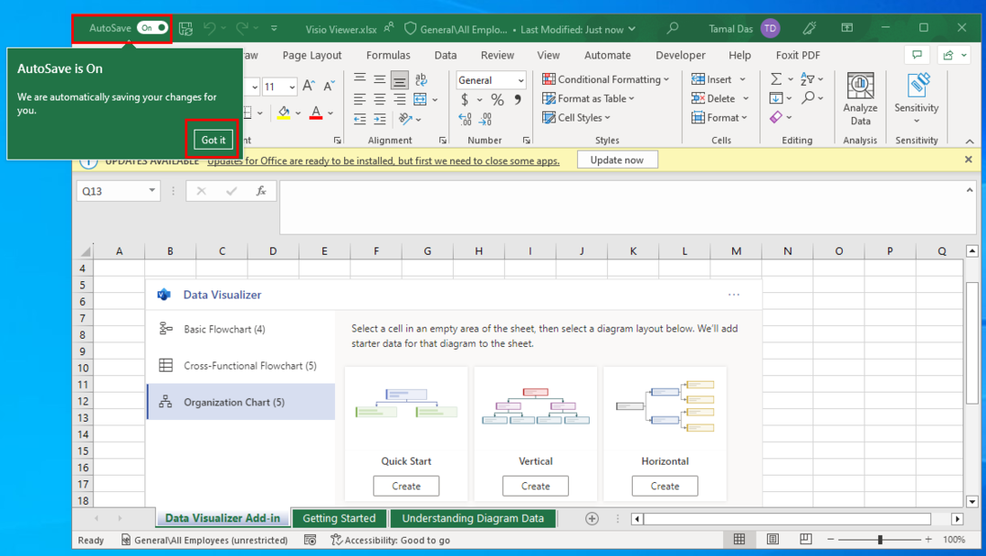 La sauvegarde automatique d'Excel est activée