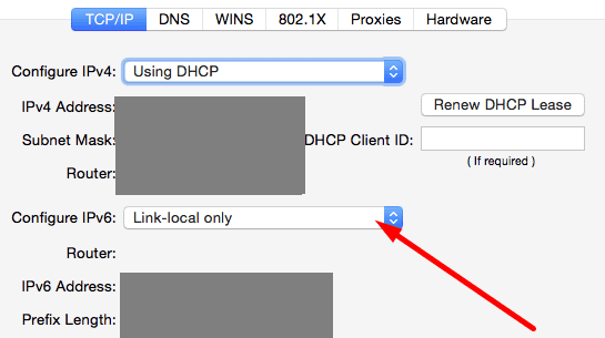 Link-Local nur IPv6 Macos