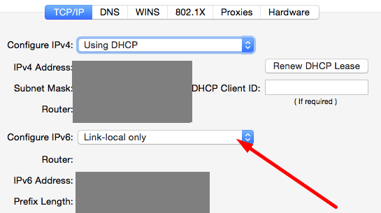 Tautan-lokal hanya ipv6 macos