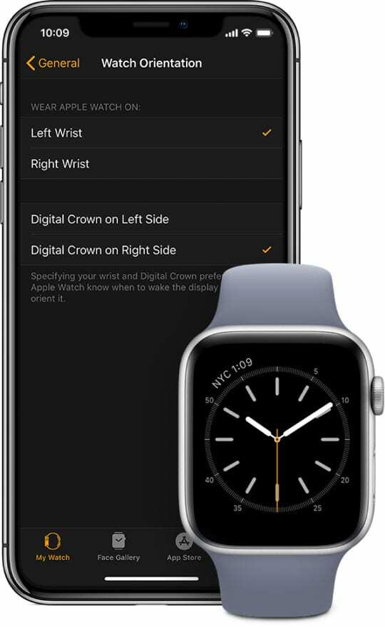 „iPhone“ laikrodžio programa, keičianti skaitmeninės karūnėlės orientaciją