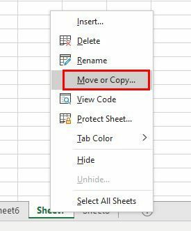 Premjesti Kopiraj list Excel