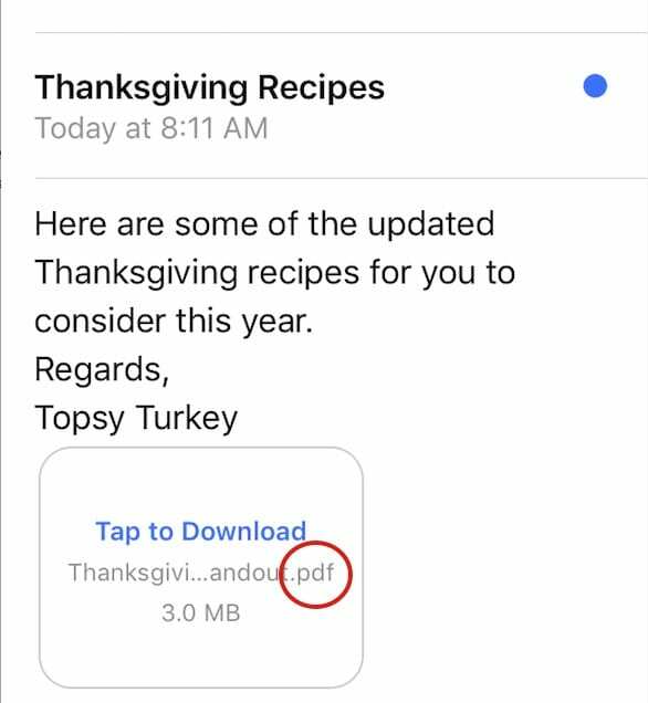 Прикачен файл за PDF поща за iOS 10