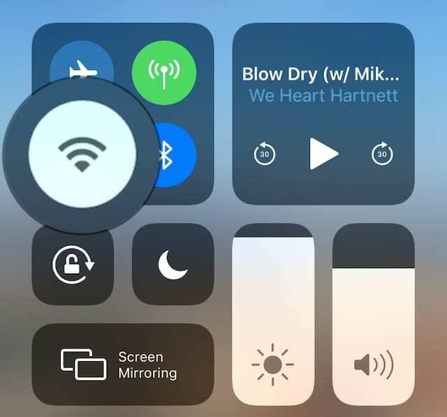 Wi-Fi-knop in Control Center