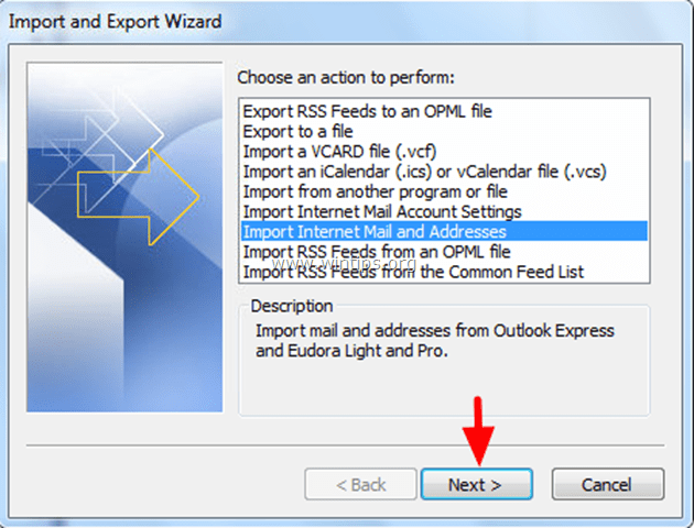 Importujte adresář aplikace Outlook Express do aplikace Outlook