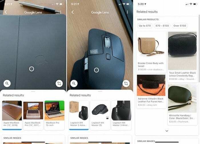 Rezultati Google Lens na iPhoneu