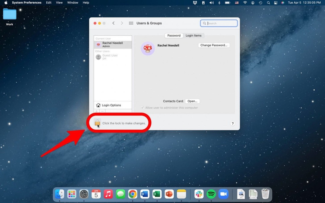avaa lukitus muokataksesi asetuksia Macissa
