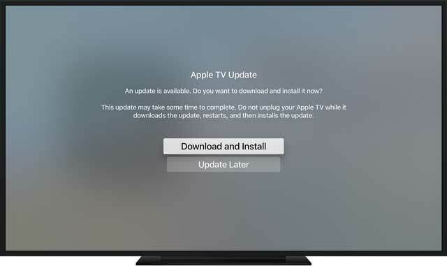 stáhněte a nainstalujte aktualizaci Apple TV tvOS