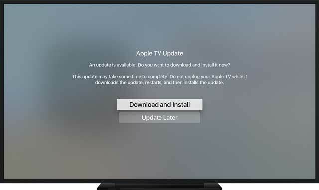 unduh dan instal pembaruan Apple TV tvOS