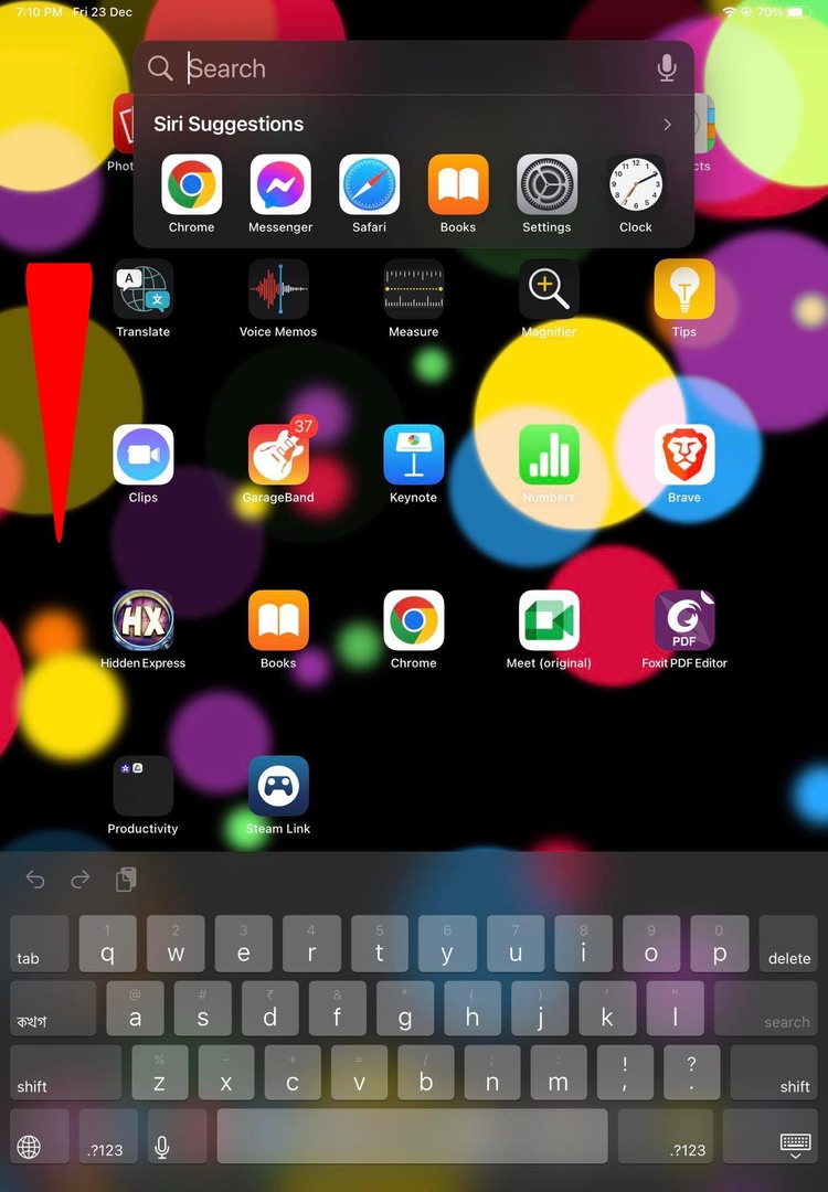 Verwenden Sie die Suche auf dem iPad-Startbildschirm